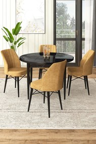 Rox étkezőgarnitúra, fekete márvány-cappuccino, 90 cm