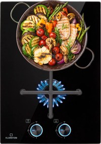 Klarstein Illuminosa Domino, gázfőzőlap, 2 Sabaf égő, üvegkerámia