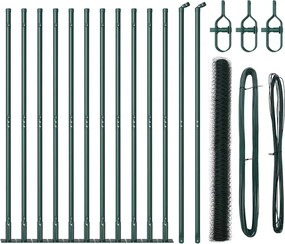 vidaXL Kerítésoszlop Zöld 25 x 1,6 m (36 mm háló) Acél és PVC