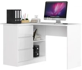 B16 számítógép asztal (fényes fehér, bal oldali kivitel)