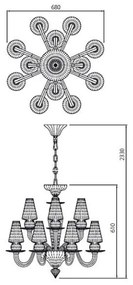 Redo IID C12 51 - Csillár láncon IDILLIO 12xG9/48W/230V
