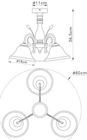 Globo 69007-3 - Mennyezeti lámpa POSADAS 3xE27/60W/230V