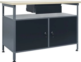 vidaXL fekete acél munkapad 120 x 60 x 85 cm