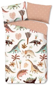 Barna-bézs egyszemélyes pamut gyerek ágyneműhuzat 140x200 cm Dino – Good Morning