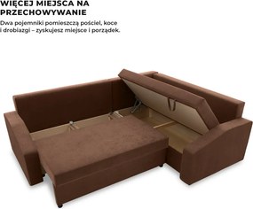 Grande Plus sarokkanapé, jobboldali, szövet anyag, barna