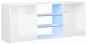 magasfényű fehér TV-szekrény LED lámpákkal 120 x 30 x 50 cm