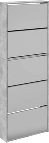 vidaXL betonszürke 5 szintes cipőszekrény tükörrel 63 x 17 x 169,5 cm