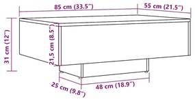 antik fa színű szerelt fa dohányzóasztal 85 x 55 x 31 cm