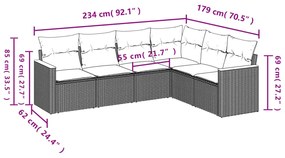 6 részes bézs polyrattan kerti ülőgarnitúra párnával