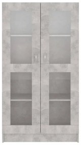 betonszürke szerelt fa vitrinszekrény 82,5 x 30,5 x 150 cm