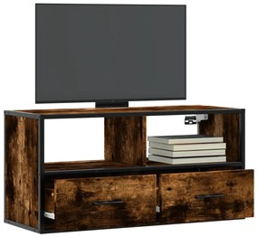 füstös tölgy színű szerelt fa és fém TV-szekrény 80x31x39,5 cm