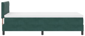 Bokszrugós Ágy Matrac és LED Sötét Zöld 90x190 cm Bársonyos