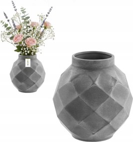 Kerámia váza 3D geometrikus szürke beton Ø11 H 22 cm intenzív szín