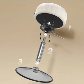 AURA állítható magasságú sminkszék fésülködőasztalhoz, Ø35cm, krémszínű Vasagle