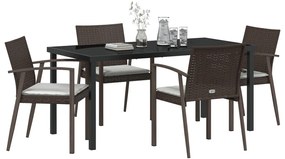 3 darabos készlet Barna PE Rattan Közepes Tartós