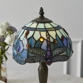 Endon klasszikus tiffany asztali lámpa dragonfly blue sötétbarna sokszínű end64088