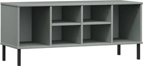 vidaXL OSLO szürke tömör fa cipőszekrény fém lábakkal 106 x 35 x 45 cm