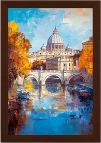 Poszter Keret Fa Város Róma Vatikán Bazilika Tiber Ősz 40x60