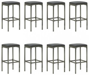 9 részes szürke polyrattan kerti bárszett párnákkal