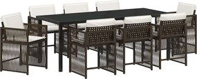 vidaXL Kert étkező szett 9 pcs Barna polirattan