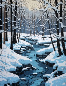 Poszter 50x65cm Folyó a téli időszakban