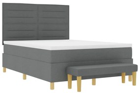 vidaXL Boxspring ágy matraccal és paddal Sötétszürke 140x200 cm Szövet