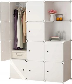 Ruhaszekrény Moduláris Fehér Polcos Rúd Tágas Nagy XXL