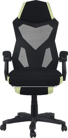 Irodai/gamer szék, fekete/zöld, teherbírás 150 kg, JORIK