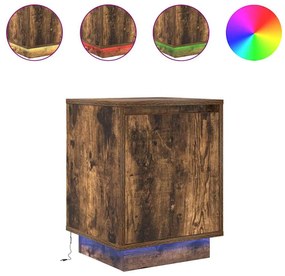 Füstös tölgy színű éjjeliszekrény LED-világítással 38x34x50 cm