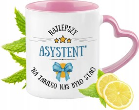 Asszisztens Bögre Rózsaszín Szív Alakú Füllel Kávé Ajándék