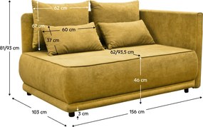 Kihúzható kanapé, mustárszínű, jobbos, LIAMI