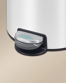 Fém kerek konyhai szemetes, 30 L, pedálos, műanyag belső vödörrel, fehér
