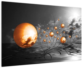 Narancssárga absztrakt gömbök képe (90x60 cm)