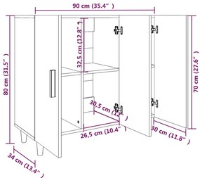 fehér szerelt fa tálalószekrény 90 x 34 x 80 cm