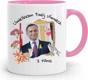 Andrzej Duda Pis Rózsaszín Elnöki Bögre fényképes nyomattal