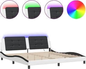 vidaXL fehér és fekete ágykeret LED-ekkel matrac nélkül Zadar 200x200 cm