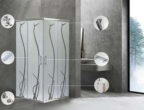Spirit BAMBOO 80x80 szögletes zuhanykabin, zuhanytálca nélkül