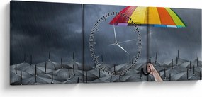 Kép - Esernyők (órával) (90x30 cm)