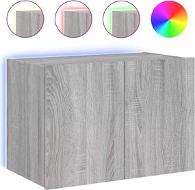 vidaXL szürke sonoma színű fali TV-szekrény LED-ekkel 60x35x41 cm