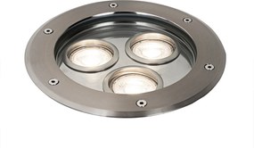 3 darabos modern földbe süllyeszthető lámpa szett acél 3-fényes IP65 - Tribus