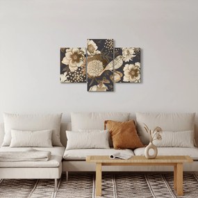 Sötét alapon arany virágok képe (90x60 cm)