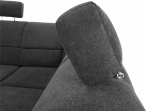 Ülőgarnitúra, műbőr fekete/szövet sötétszürke, jobbos, SANTIAGO U