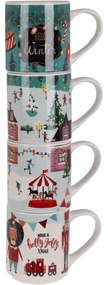 4 darabos bögrékből álló készlet Winter, 265 ml,porcelán