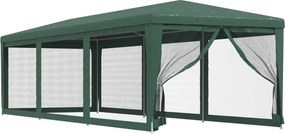 Zöld HDPE rendezvénysátor 8 hálós oldalfallal 3x9 m