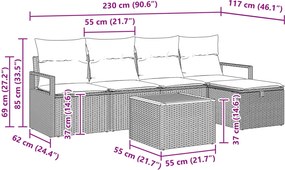 vidaXL Kerti Kanapé Szett párnával tárolóval 6 pcs Szürke Poli rattan