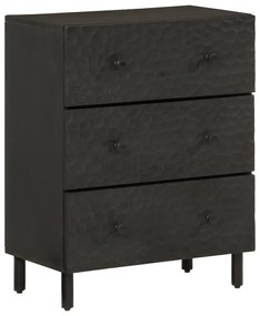 3 db fekete tömör mangófa tálalószekrény 60 x 33 x 75 cm