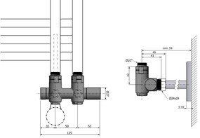 Sapho - TWIN COMBI bekötő szelepkészlet középcsatlakozáshoz, jobb oldali/fényes króm