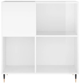 magasfényű fehér szerelt fa hanglemezszekrény 84,5 x 38 x 89 cm