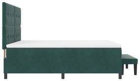 Box spring ágy matraccal és paddal, sötét zöld, 180x200 cm, bársony