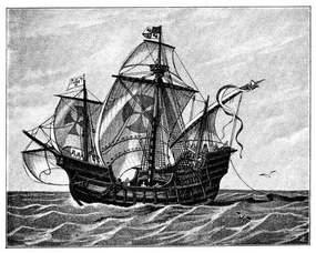 Illusztráció Sea Ship Santa María of Christopher, mikroman6